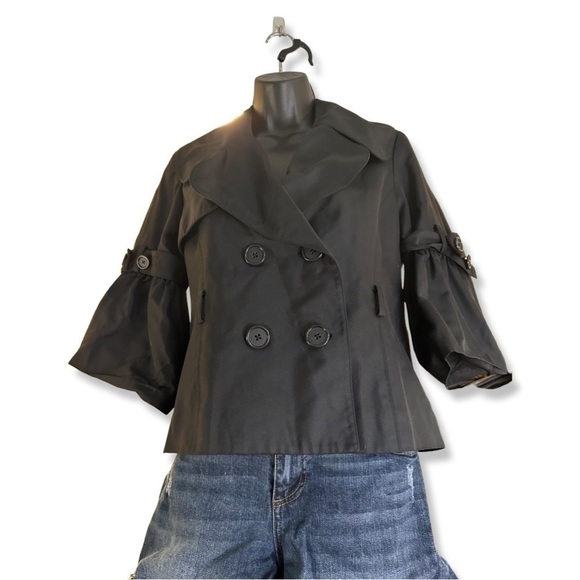 Robert Rodriguez 3/4 Bell Sleeve Fitted Jacket Black Size 6 - Picture 4 of 7